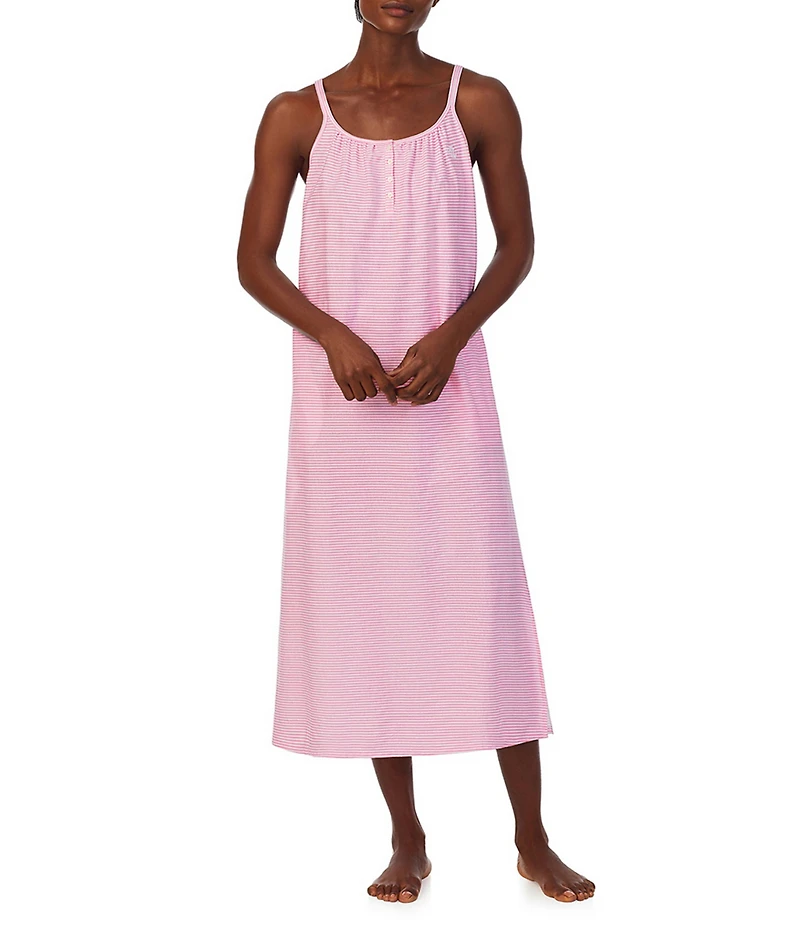 Lauren Ralph Lauren Striped Sleeveless Jersey Knit Ballet Nightgown