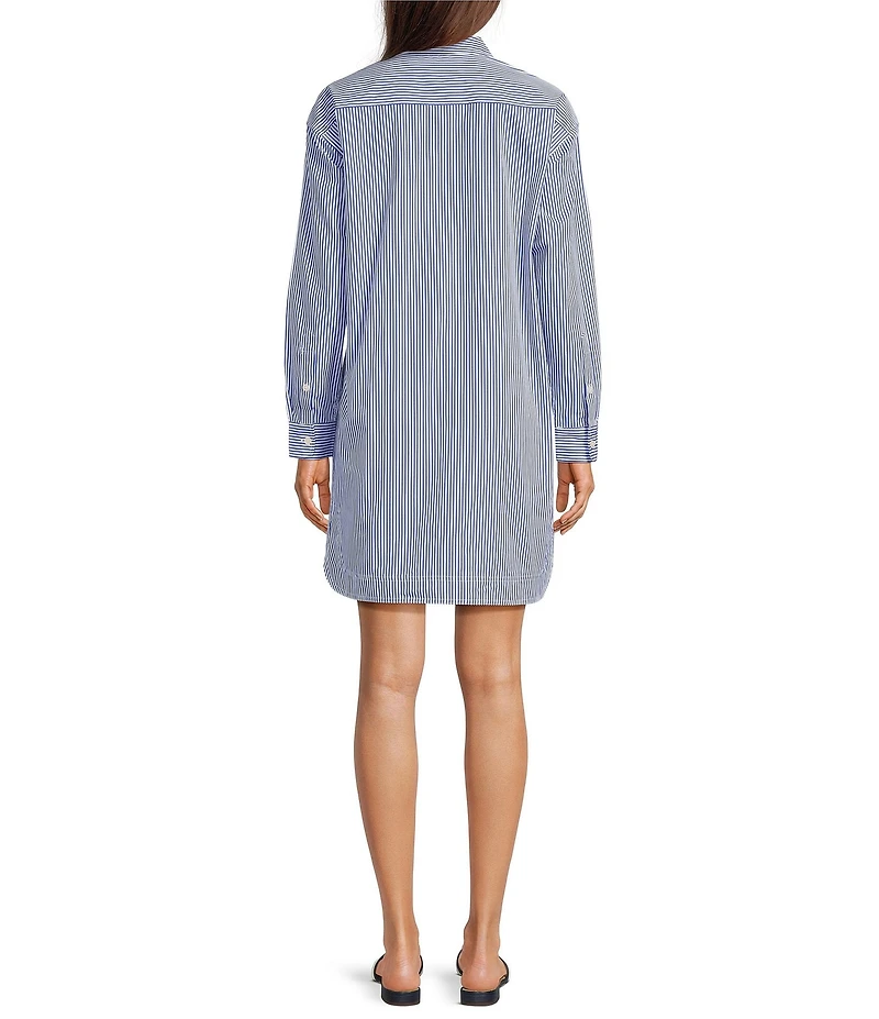 Lauren Ralph Lauren Striped Spread Collar Long Sleeve Shirt Dress