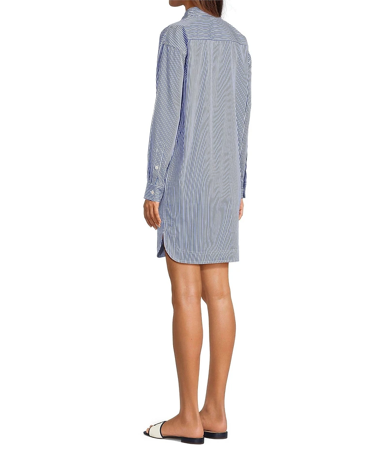 Lauren Ralph Lauren Striped Spread Collar Long Sleeve Shirt Dress