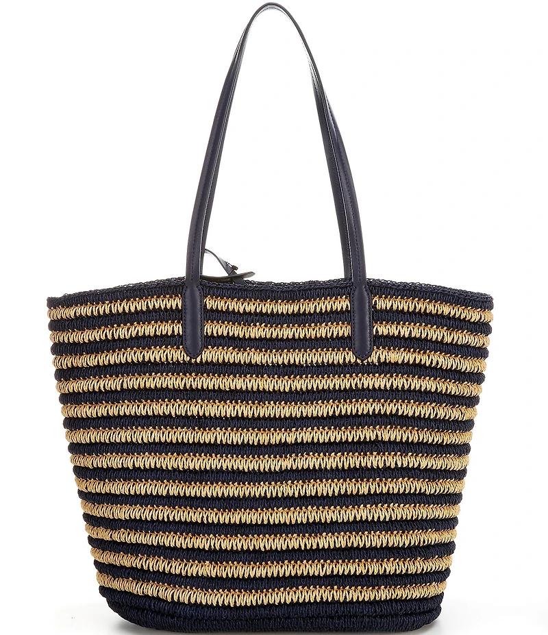 Lauren Ralph Lauren Brie Large Striped Straw Tote Bag