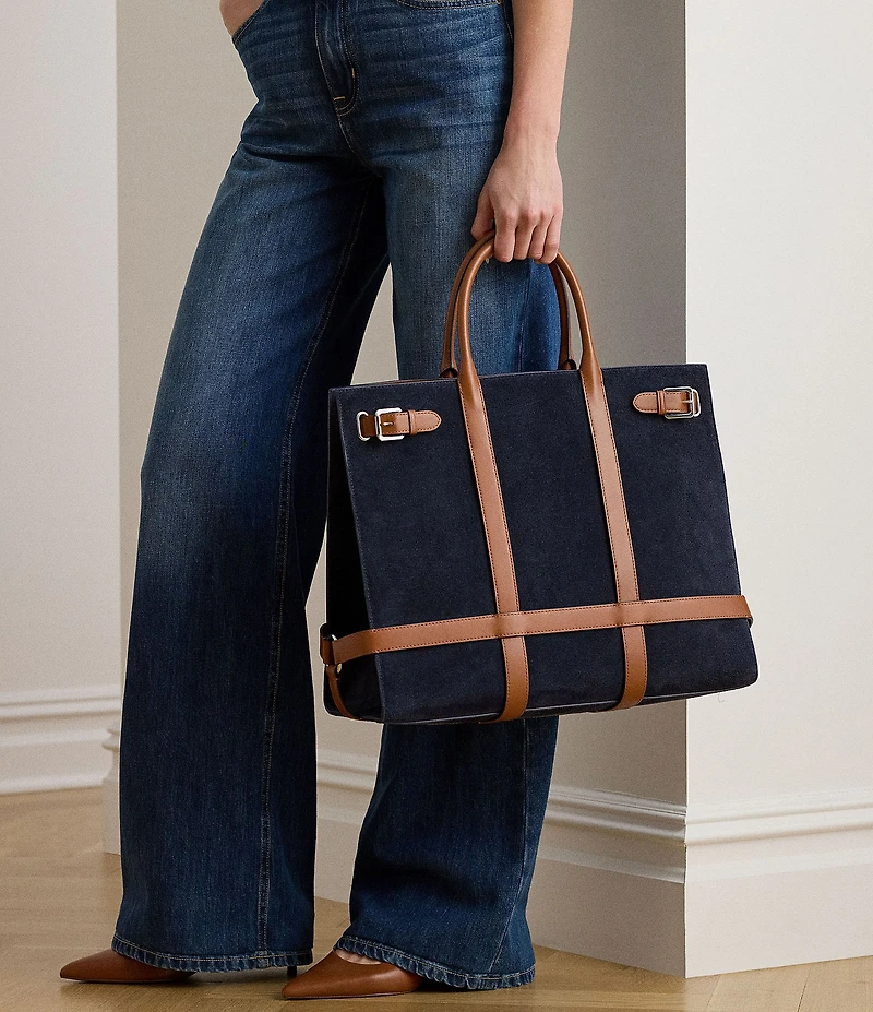 Lauren Ralph Lauren Suede & Leather Large Devyn Tote Bag