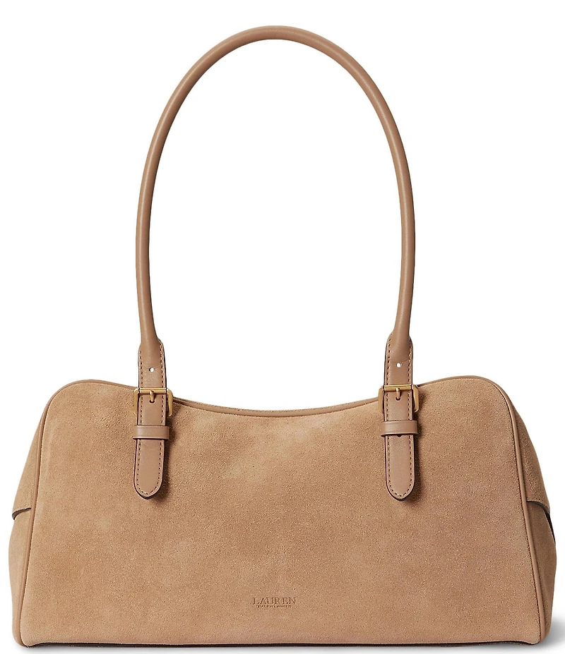 Lauren Ralph Lauren Suede Large Marcy Zip Satchel Bag