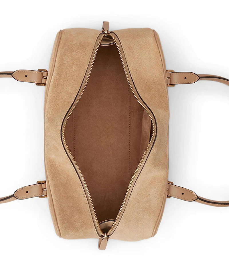 Lauren Ralph Lauren Suede Large Marcy Zip Satchel Bag