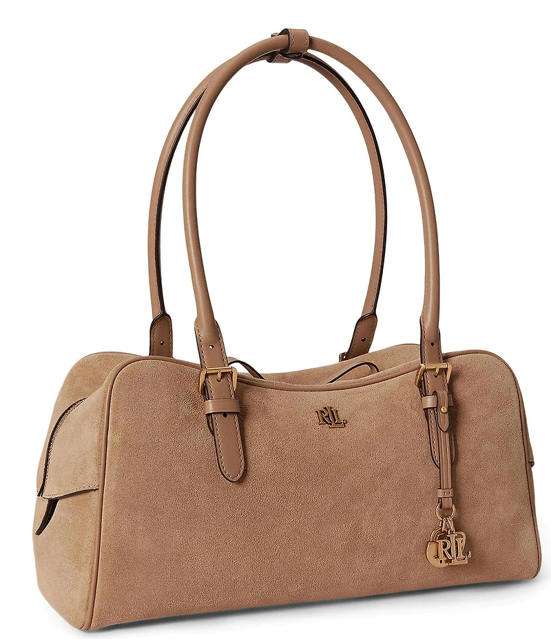 Lauren Ralph Lauren Suede Large Marcy Zip Satchel Bag