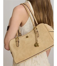 Lauren Ralph Lauren Suede Large Marcy Zip Satchel Bag