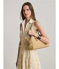 Lauren Ralph Lauren Suede Large Marcy Zip Satchel Bag