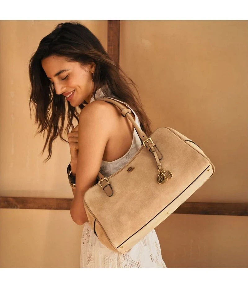 Lauren Ralph Lauren Marcy Suede Large Zip Satchel Bag