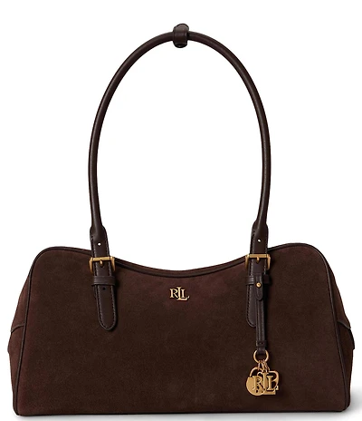 Lauren Ralph Lauren Suede Large Marcy Zip Satchel Bag