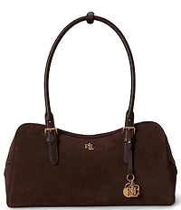 Lauren Ralph Lauren Suede Large Marcy Zip Satchel Bag