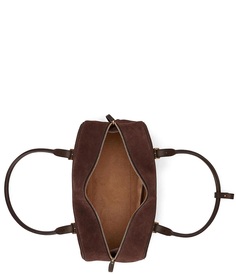 Lauren Ralph Lauren Suede Large Marcy Zip Satchel Bag