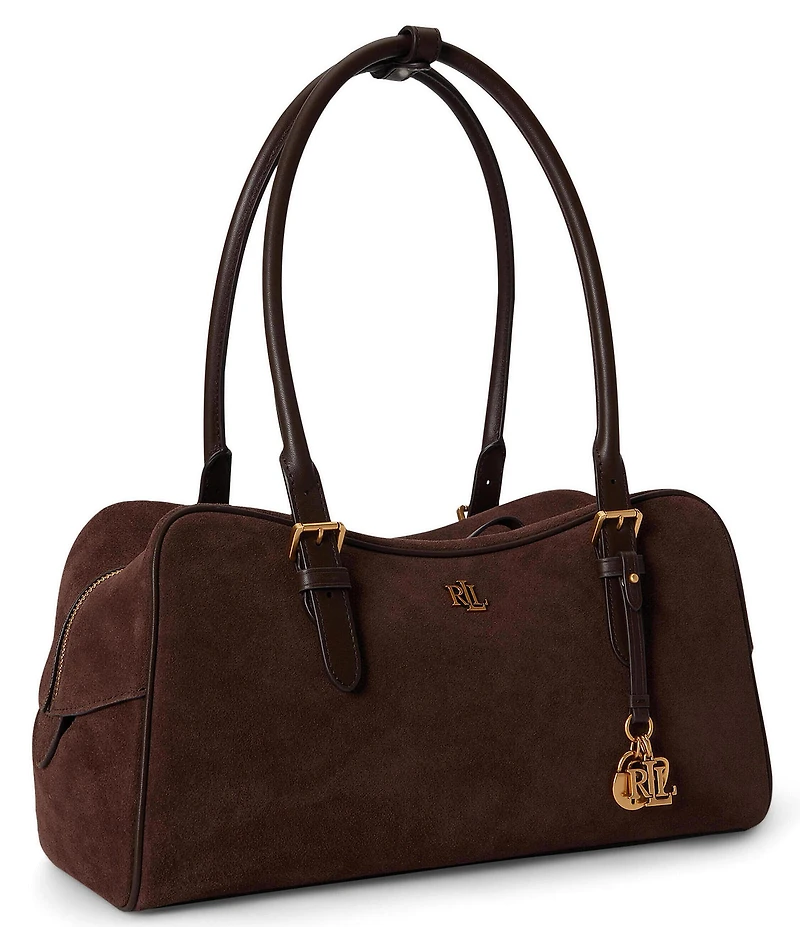 Lauren Ralph Lauren Suede Large Marcy Zip Satchel Bag