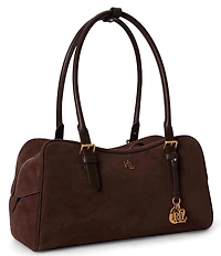 Lauren Ralph Lauren Suede Large Marcy Zip Satchel Bag