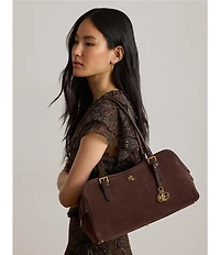 Lauren Ralph Lauren Suede Large Marcy Zip Satchel Bag