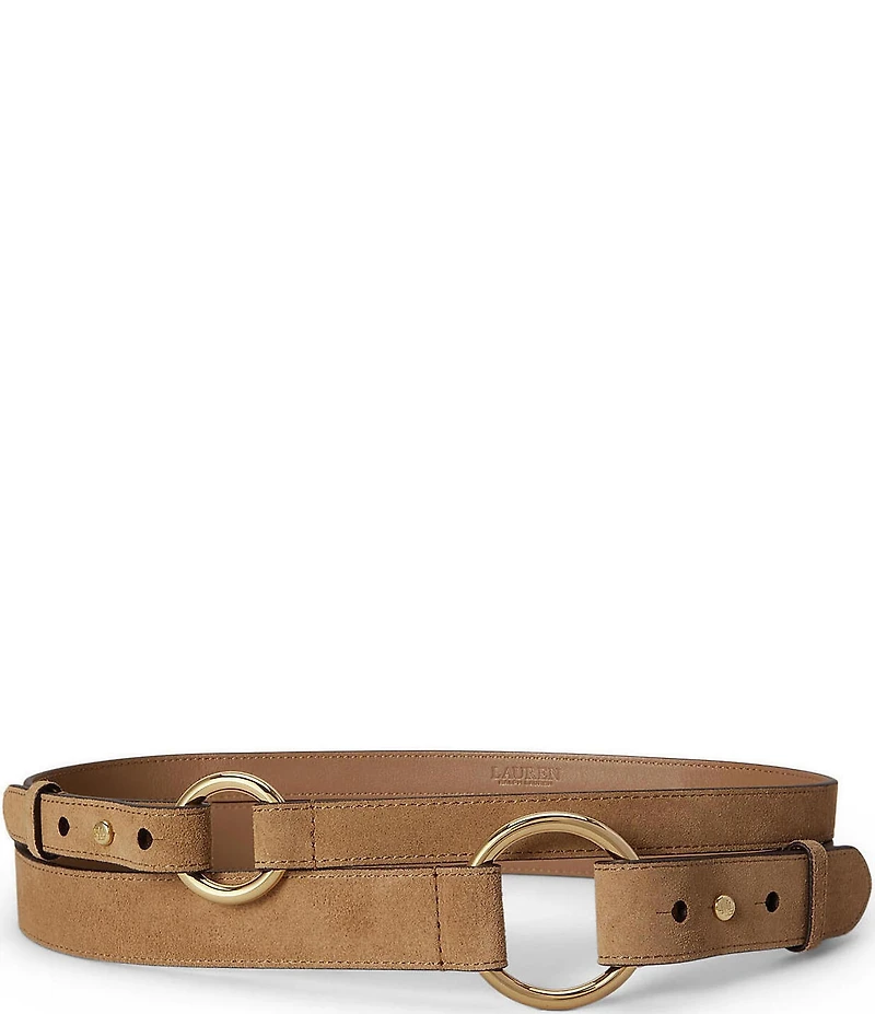 Lauren Ralph Lauren Suede O-Ring Stacked Wide Belt