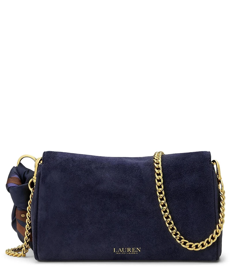 Lauren Ralph Lauren Suede Scarf Trim Turn-Lock Wristlet Crossbody Bag