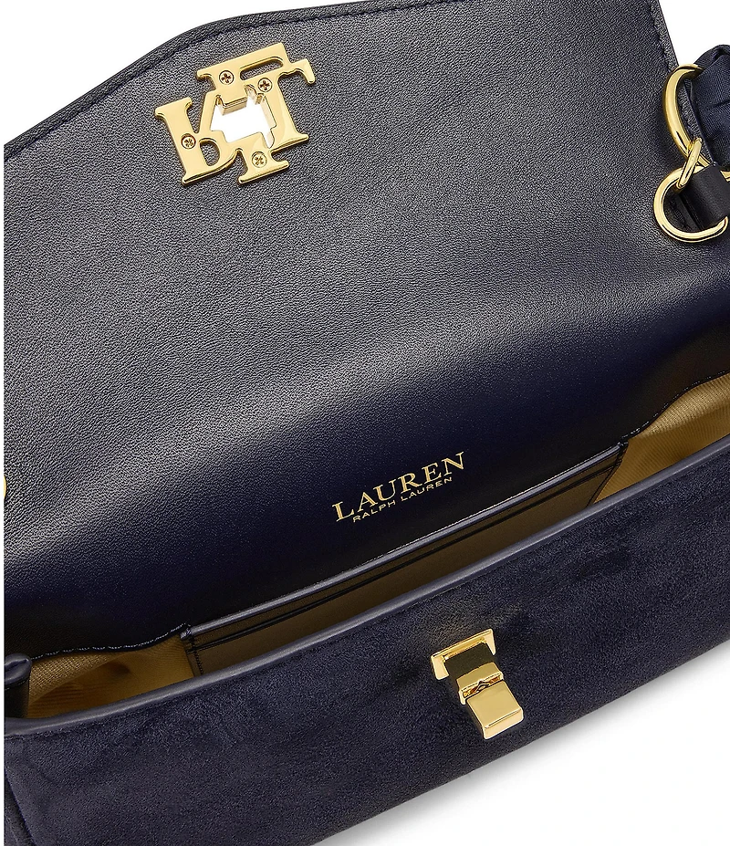 Lauren Ralph Lauren Suede Scarf Trim Turn-Lock Wristlet Crossbody Bag