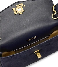Lauren Ralph Lauren Suede Scarf Trim Turn-Lock Wristlet Crossbody Bag