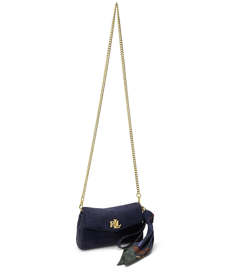 Lauren Ralph Lauren Suede Scarf Trim Turn-Lock Wristlet Crossbody Bag