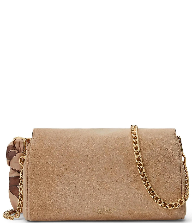 Lauren Ralph Lauren Suede Scarf Trim Turn-Lock Wristlet Crossbody Bag