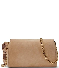 Lauren Ralph Lauren Suede Scarf Trim Turn-Lock Wristlet Crossbody Bag