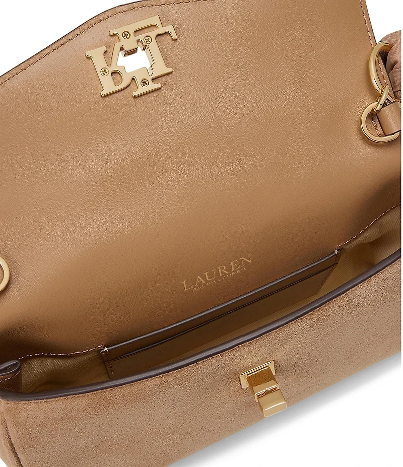 Lauren Ralph Lauren Suede Scarf Trim Turn-Lock Wristlet Crossbody Bag