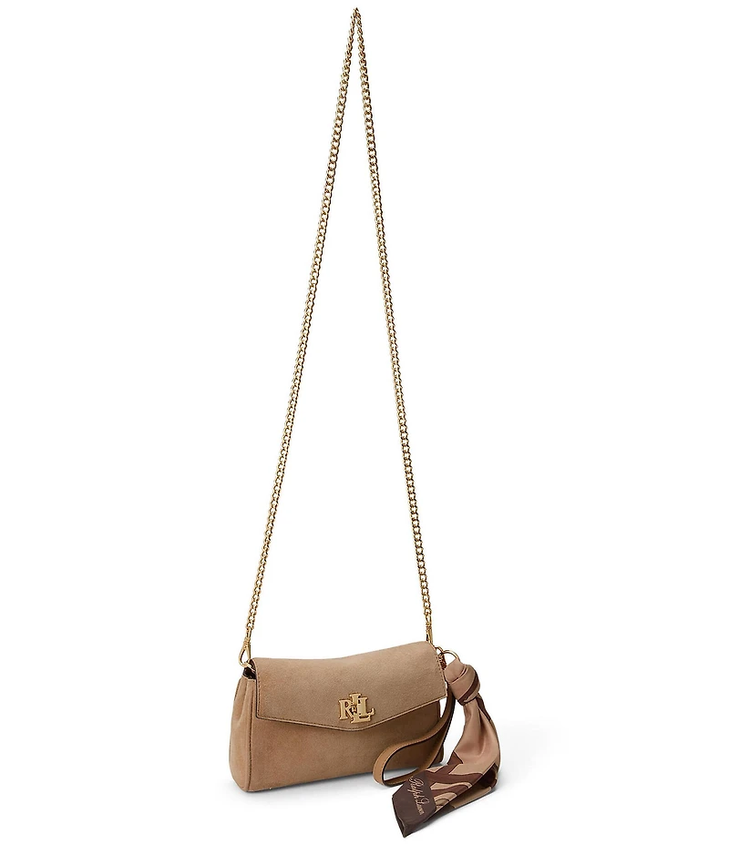 Lauren Ralph Lauren Suede Scarf Trim Turn-Lock Wristlet Crossbody Bag