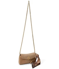 Lauren Ralph Lauren Suede Scarf Trim Turn-Lock Wristlet Crossbody Bag