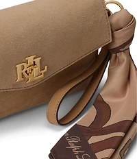Lauren Ralph Lauren Suede Scarf Trim Turn-Lock Wristlet Crossbody Bag