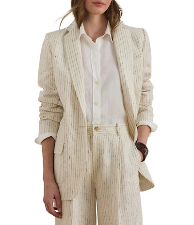 Lauren Ralph Lauren Suiting Pin Stripe Notch Lapel Long Sleeve Coordinating Blazer