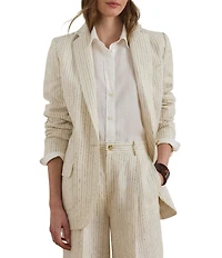 Lauren Ralph Lauren Suiting Pin Stripe Notch Lapel Long Sleeve Coordinating Blazer