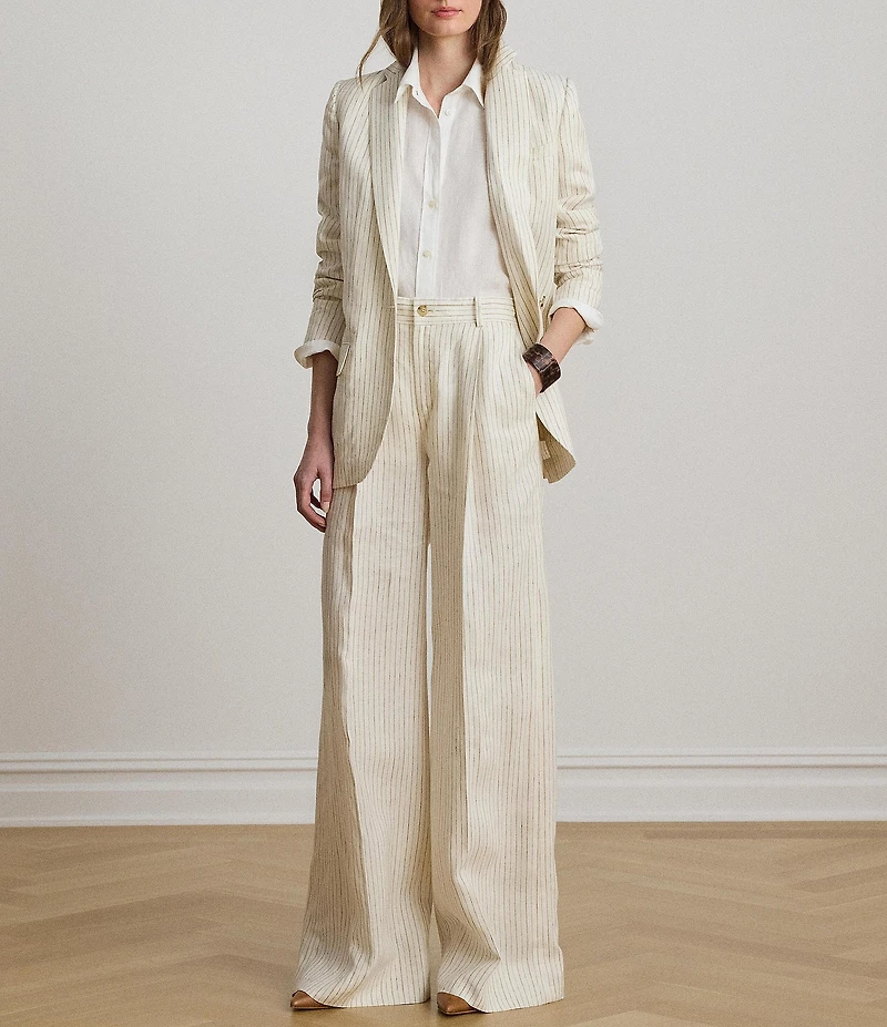 Lauren Ralph Lauren Suiting Pin Stripe Notch Lapel Long Sleeve Coordinating Blazer