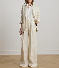 Lauren Ralph Lauren Suiting Pin Stripe Notch Lapel Long Sleeve Coordinating Blazer