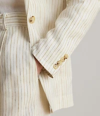 Lauren Ralph Lauren Suiting Pin Stripe Notch Lapel Long Sleeve Coordinating Blazer