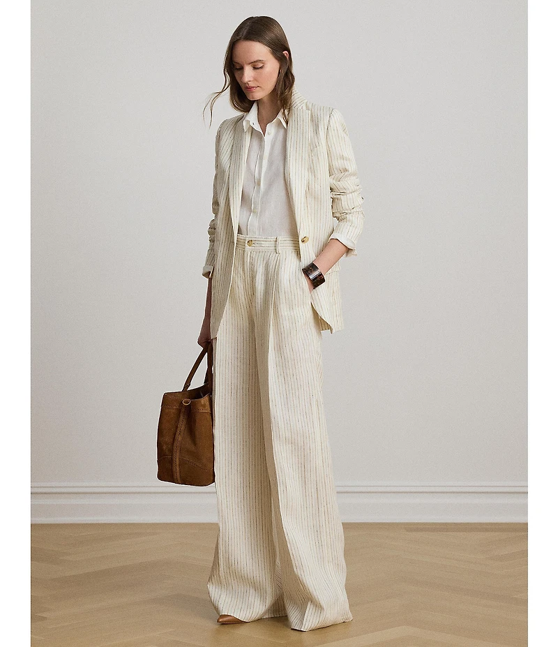 Lauren Ralph Lauren Suiting Pin Stripe Notch Lapel Long Sleeve Coordinating Blazer