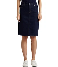 Lauren Ralph Lauren Sunset Indigo Wash Stretch Denim Mid Rise Pencil Skirt