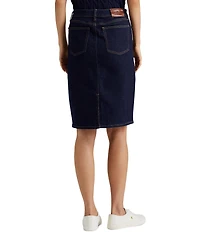 Lauren Ralph Lauren Sunset Indigo Wash Stretch Denim Mid Rise Pencil Skirt