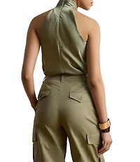 Lauren Ralph Lauren Tadazi Charmeuse Twist Halter Neck Sleeveless Blouse