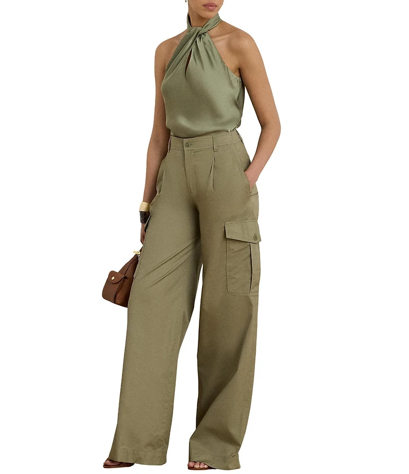 Lauren Ralph Lauren Tadazi Charmeuse Twist Halter Neck Sleeveless Blouse