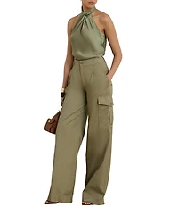 Lauren Ralph Lauren Tadazi Charmeuse Twist Halter Neck Sleeveless Blouse