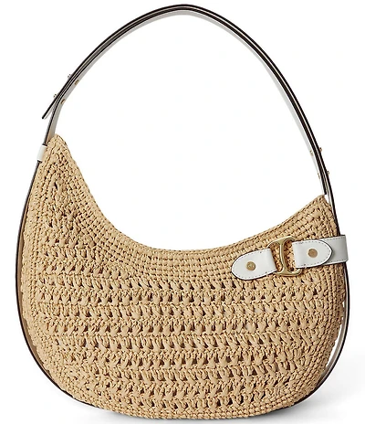 Lauren Ralph Lauren Tasha Crocheted Straw Large Shoulder Bag