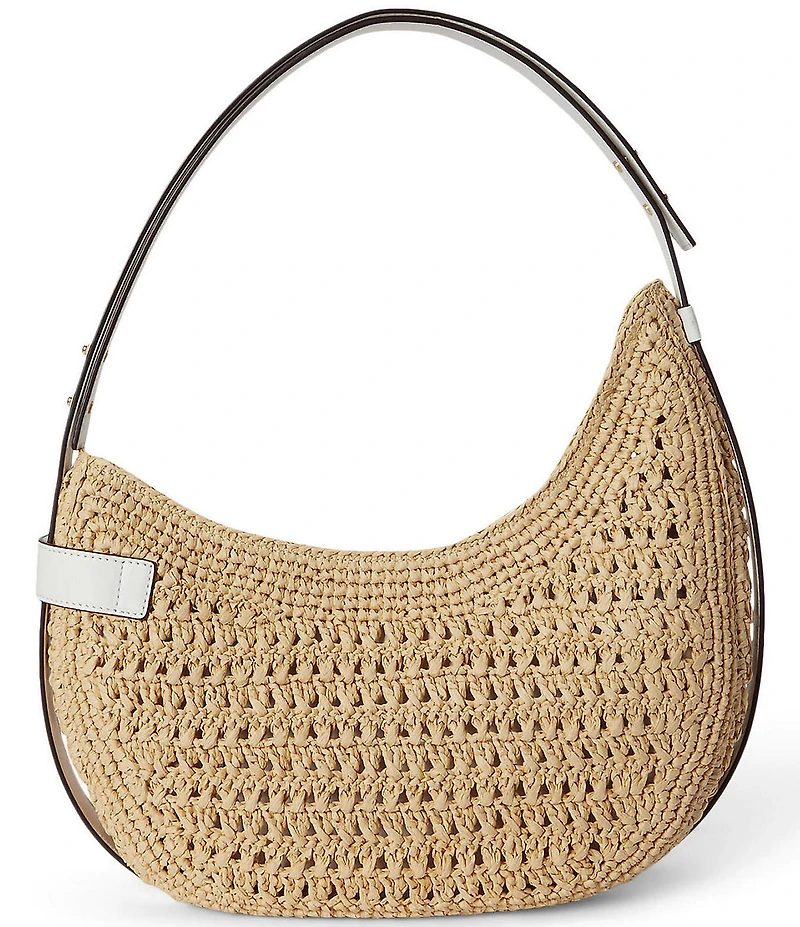 Lauren Ralph Lauren Tasha Crocheted Straw Large Shoulder Bag