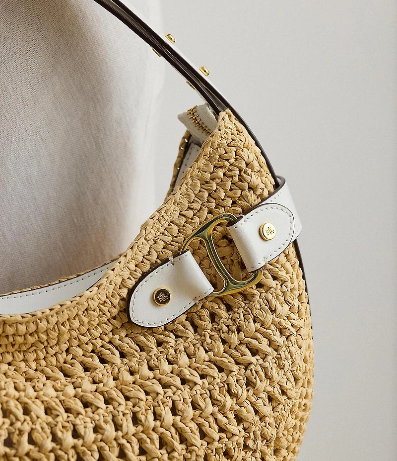 Lauren Ralph Lauren Tasha Crocheted Straw Large Shoulder Bag