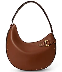 Lauren Ralph Lauren Tasha Studded Asymmetrical Leather Large Shoulder Bag