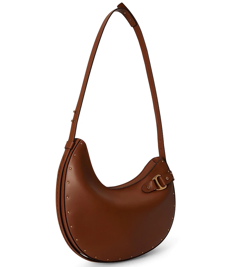 Lauren Ralph Lauren Tasha Studded Asymmetrical Leather Large Shoulder Bag