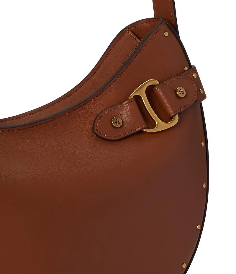 Lauren Ralph Lauren Tasha Studded Asymmetrical Leather Large Shoulder Bag