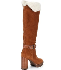 Lauren Ralph Lauren Tasha Suede Shearling Trim Tall Boots