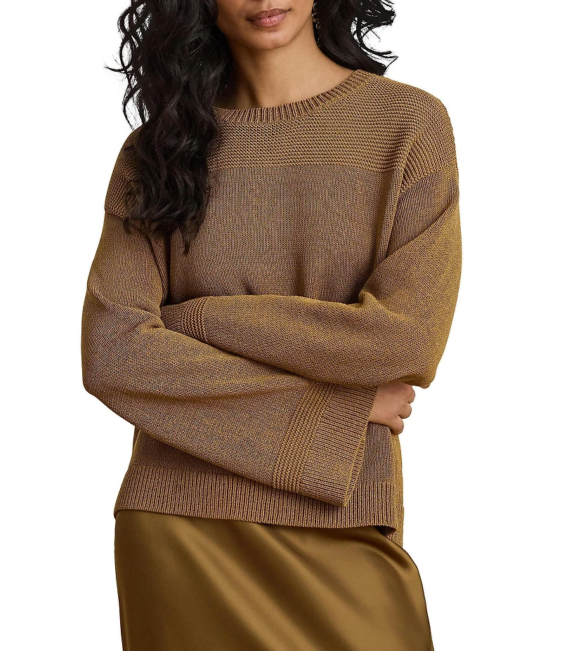 Lauren Ralph Lauren Textured Knit Crew Neck Long Sleeve Sweater Top