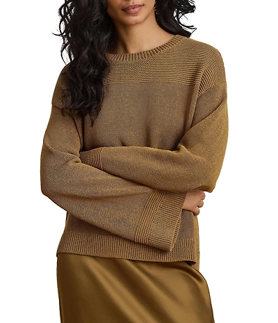 Lauren Ralph Lauren Textured Knit Crew Neck Long Sleeve Sweater Top