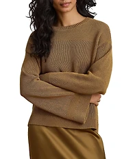 Lauren Ralph Lauren Textured Knit Crew Neck Long Sleeve Sweater Top