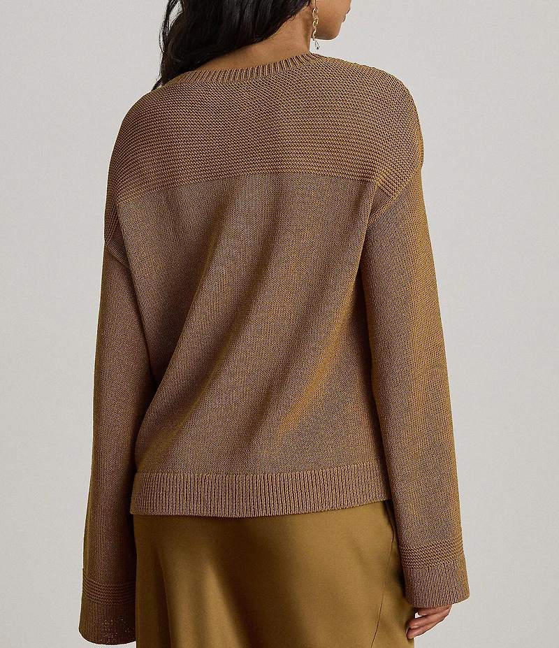 Lauren Ralph Lauren Textured Knit Crew Neck Long Sleeve Sweater Top